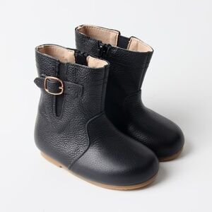 Toddler Black Boots Non-Slip Weatherproof Boots Leather Toddler boots Shoes